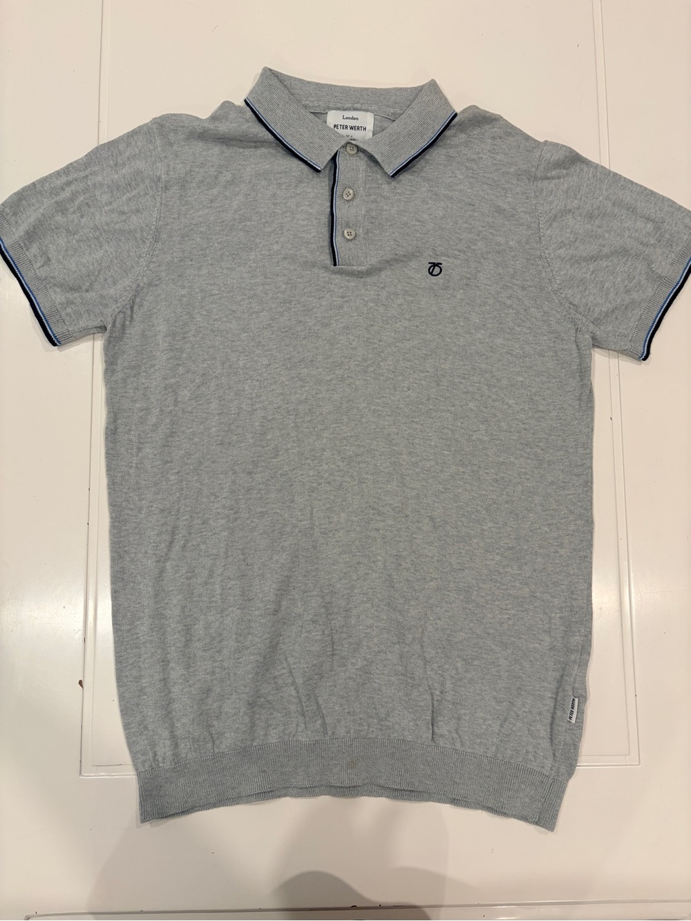 Peter Werth Men’s Polo Shirt London Clothing Brand Gray Cotton Short Sleeve M